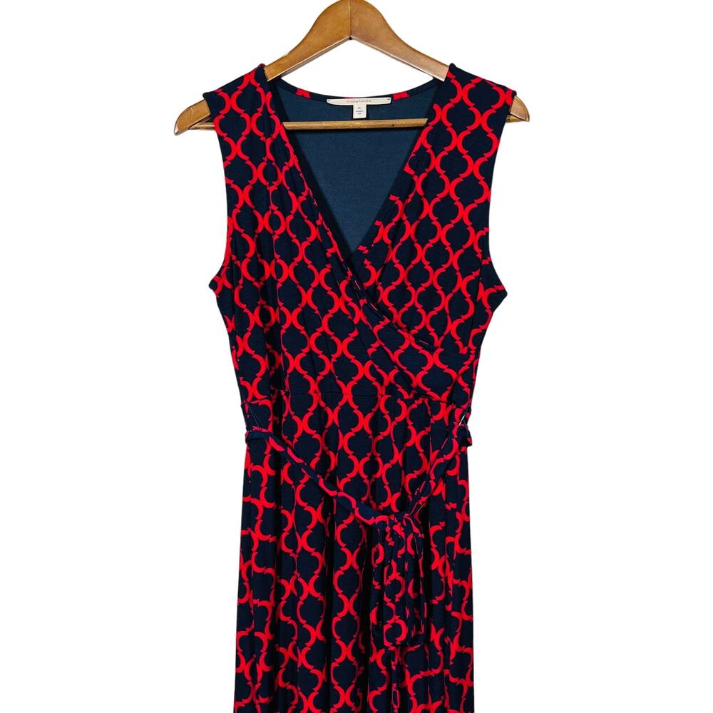 41 Hawthorne x Stitchfix Faux Wrap Dress Navy Blue Red Sleeveless Midi - XL